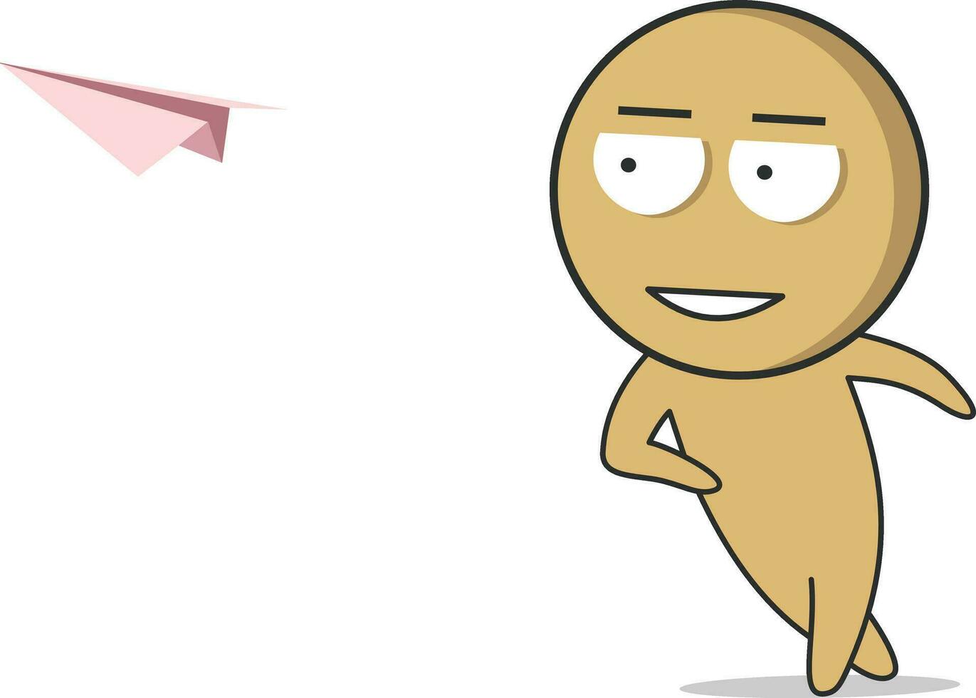 A boy launches a paper airplane into the sky vector