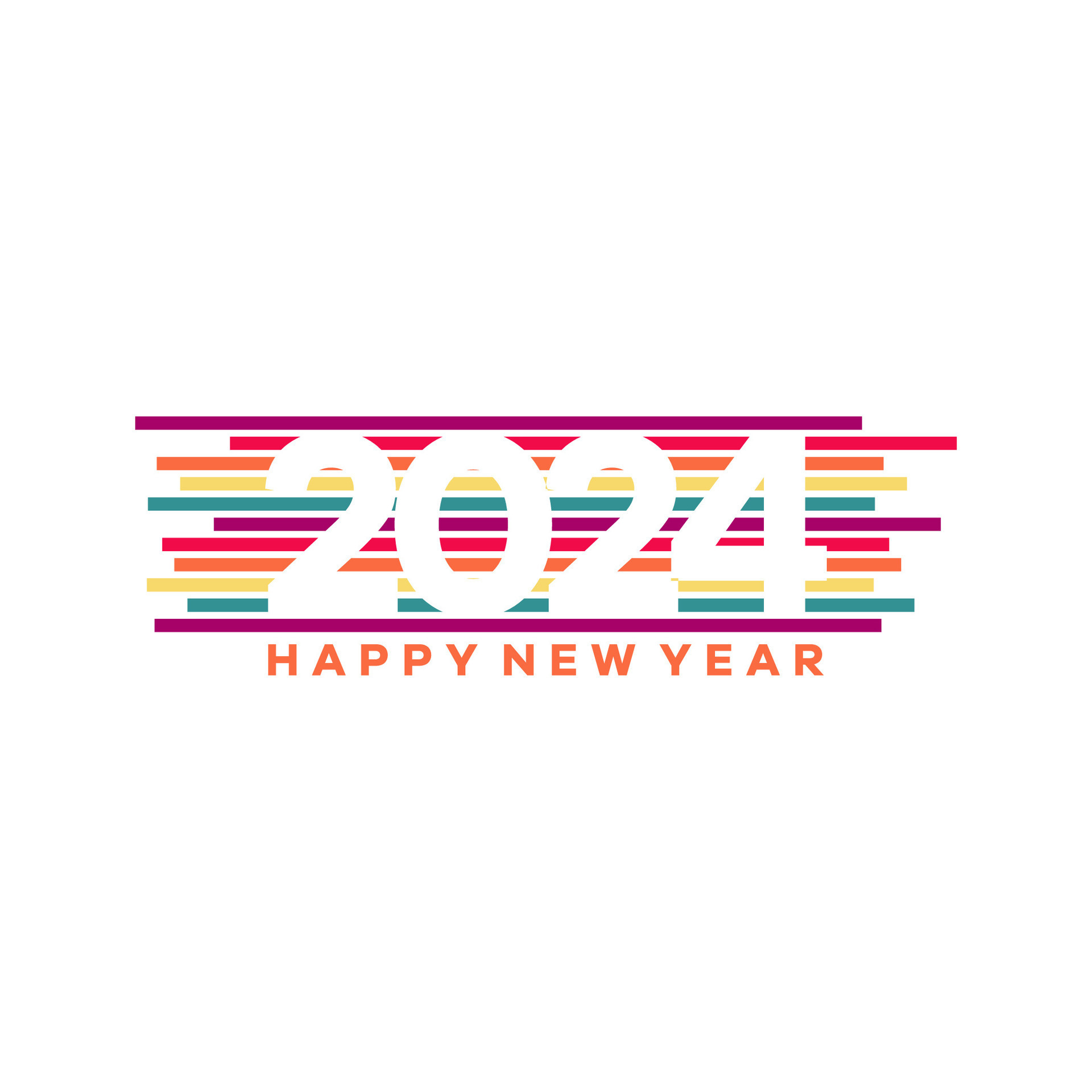 Happy new year 2024 with a colored stripe. 2024 design vector