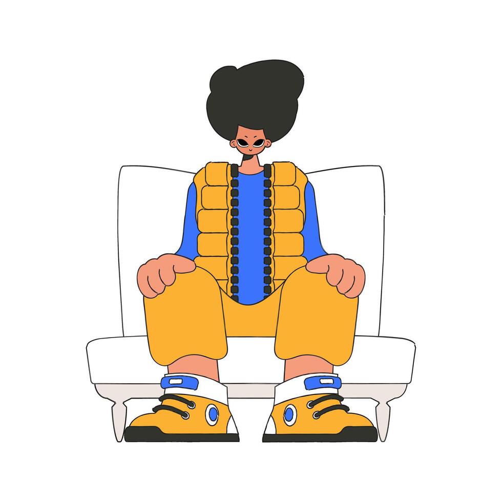 un hombre se sienta en un silla personaje de moda estilo. vector