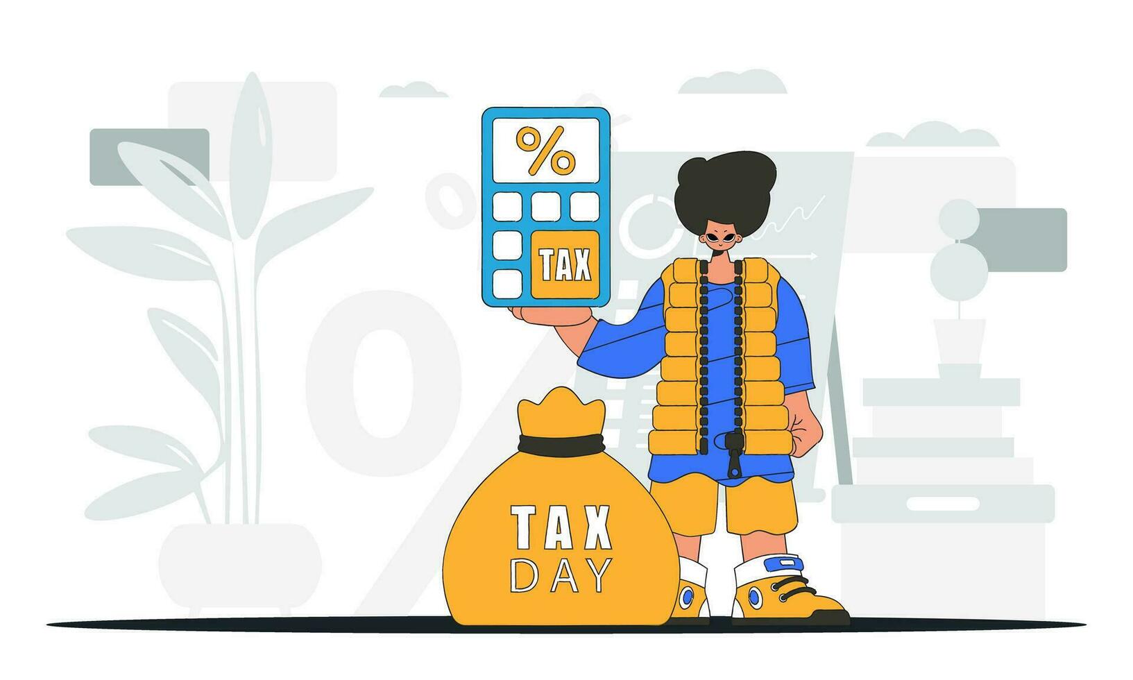 An elegant man with a percentage. An illustration demonstrating the correct payment of taxes. vector