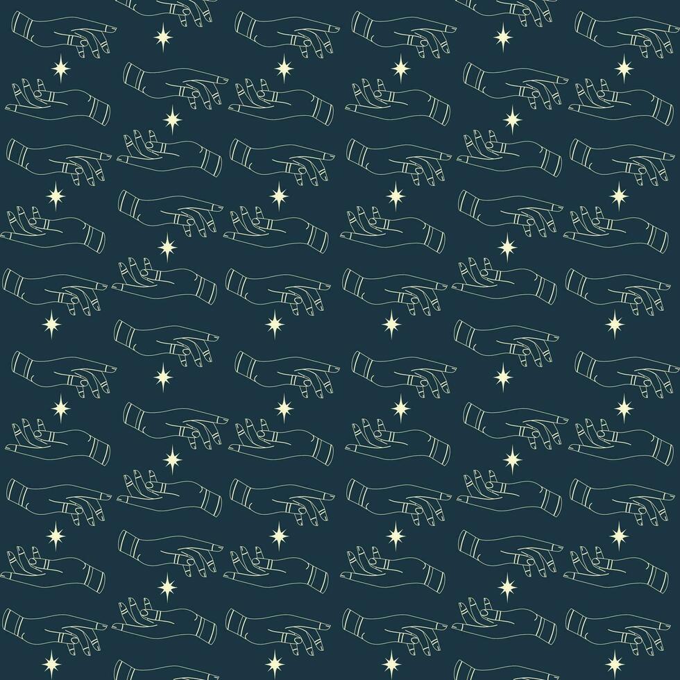 Halloween witchcraft with shining star seamless pattern. Outer space printed art. vector