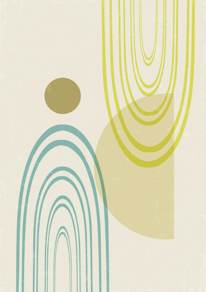 Aesthetic minimalist print with arches in modern style. vector
