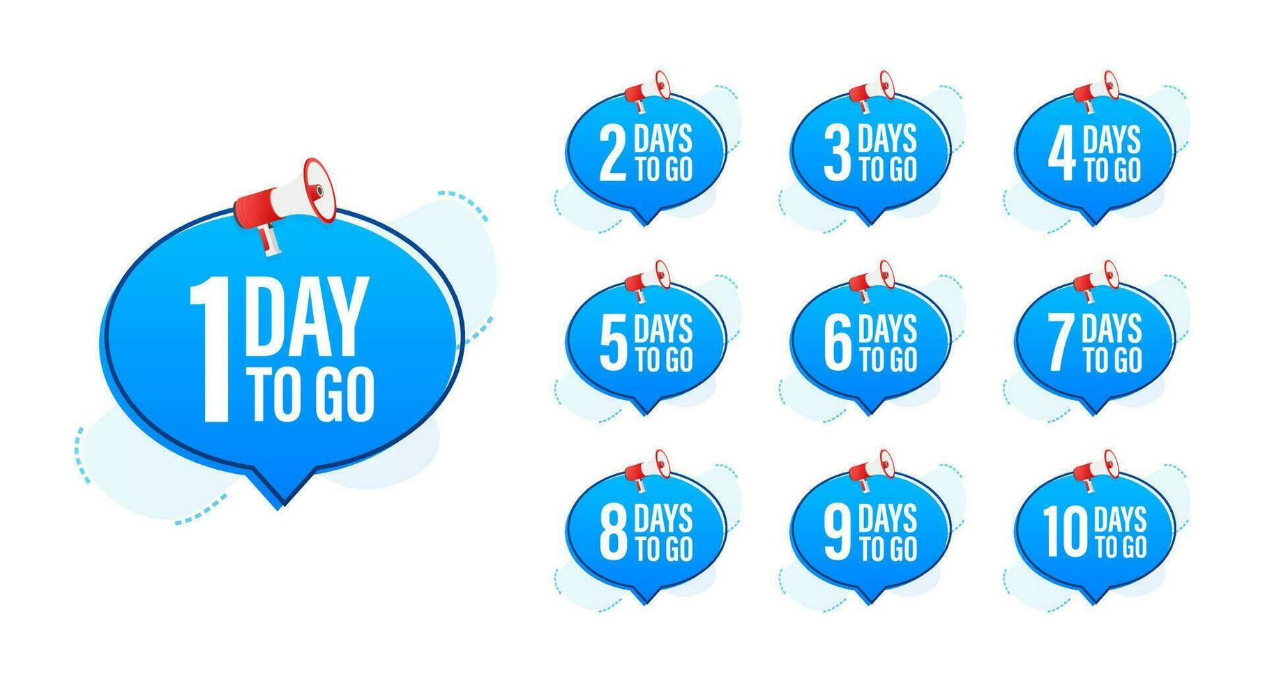 Days countdown. Days to go 1 2 3 4 5 6 7 8 9 10. The days left badges set. Product limited promo vector