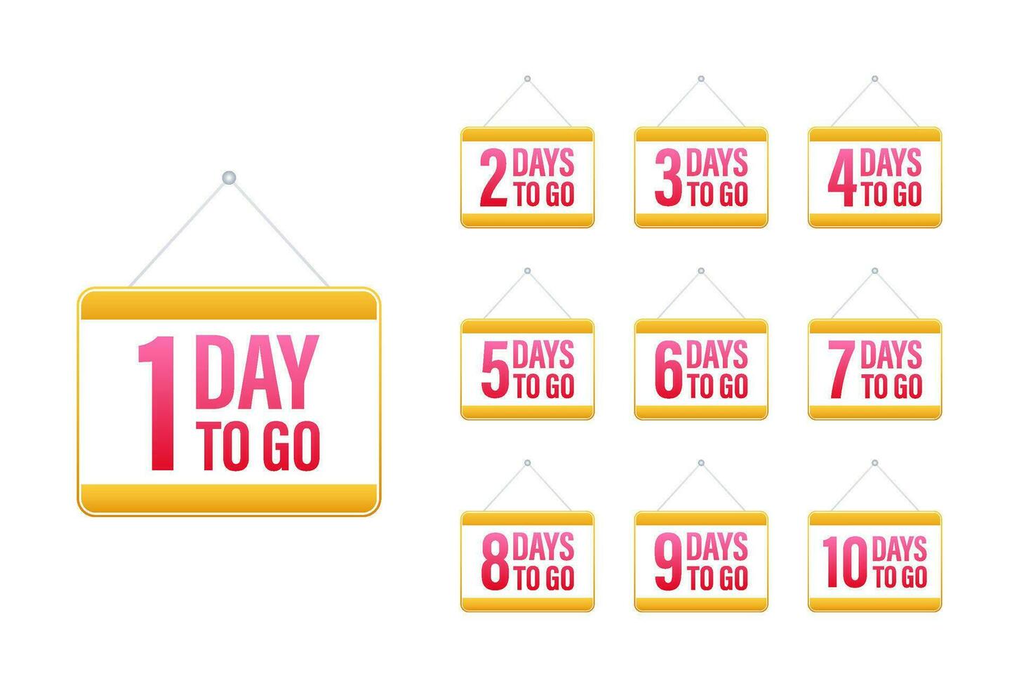 Days countdown. Days to go 1 2 3 4 5 6 7 8 9 10. The days left badges set. Product limited promo vector