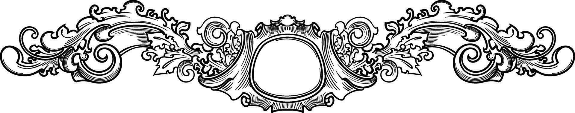 Retro doodle black thin line ornate design element. vector