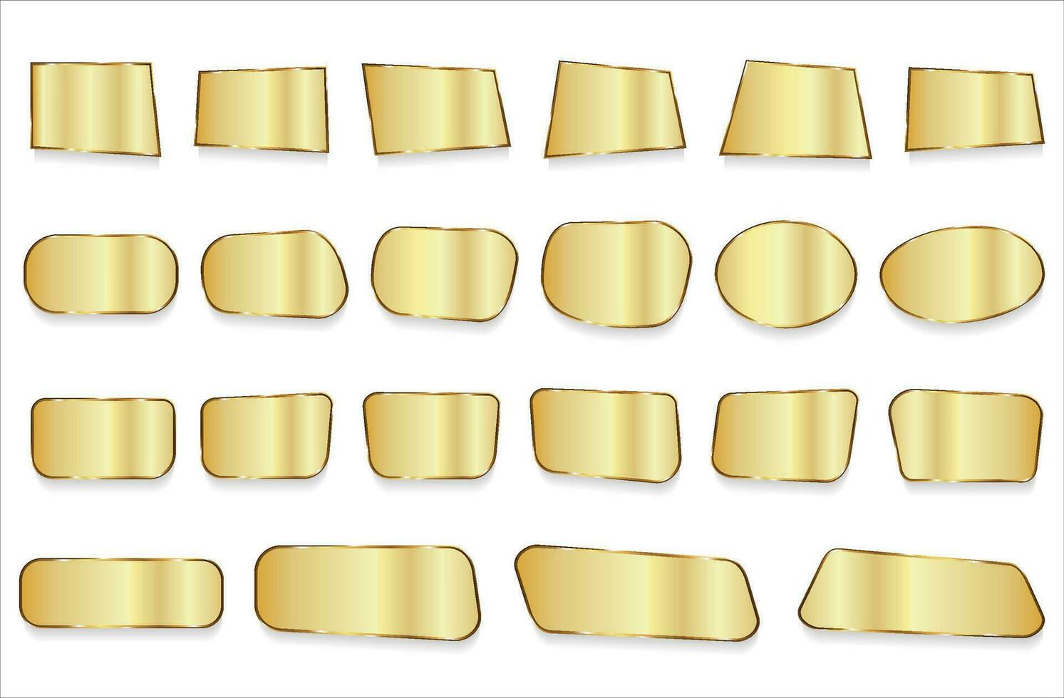 Golden metal plates collection on white background vector