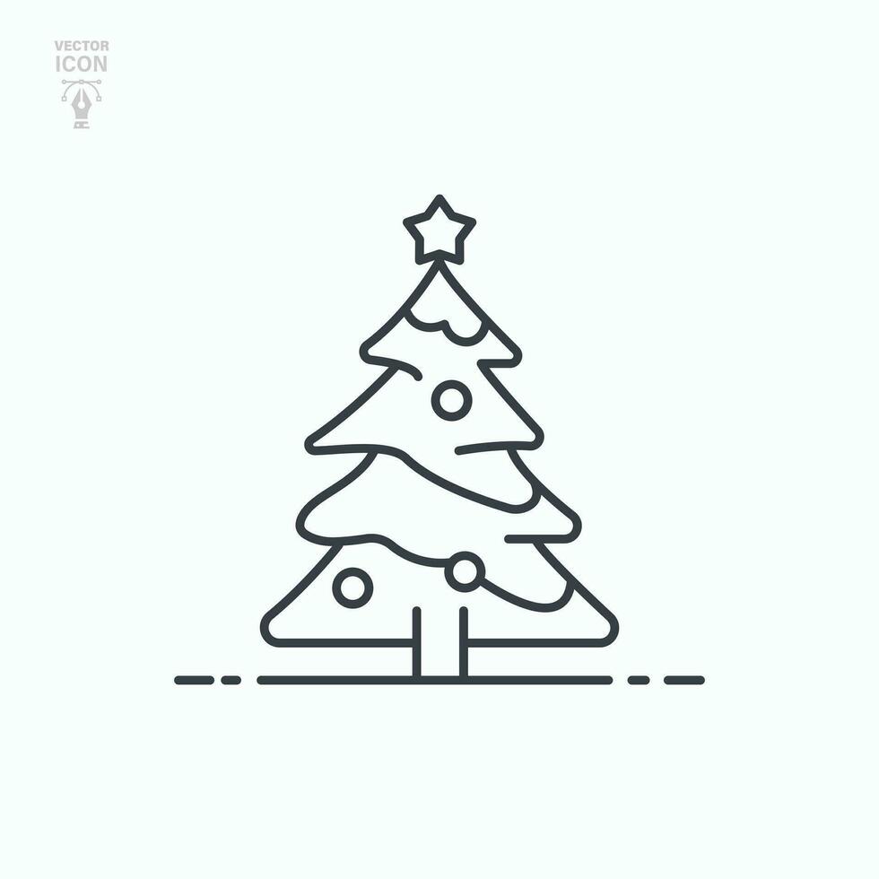 Christmas tree line icon. Vector illustration