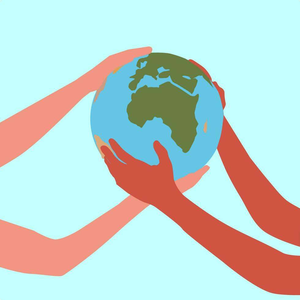 Two Hands Holding a Globe vector