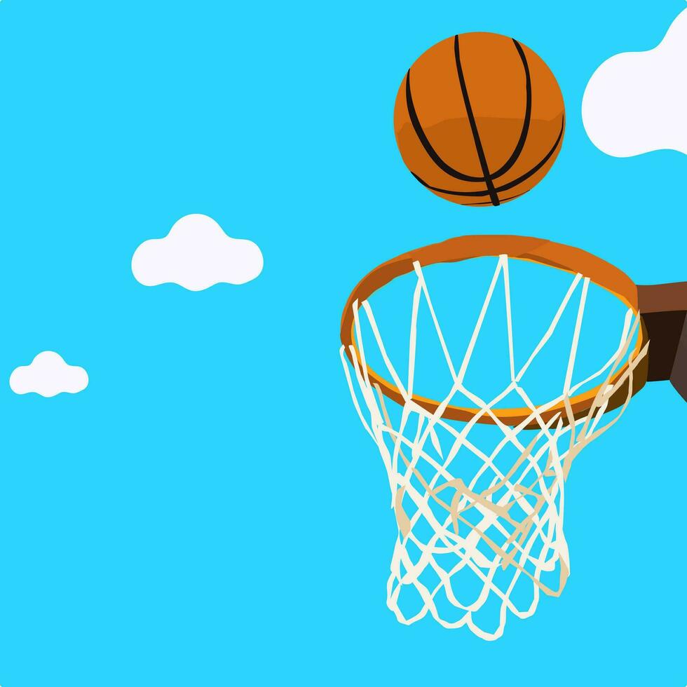 baloncesto yendo para el aro en contra un claro azul cielo vector