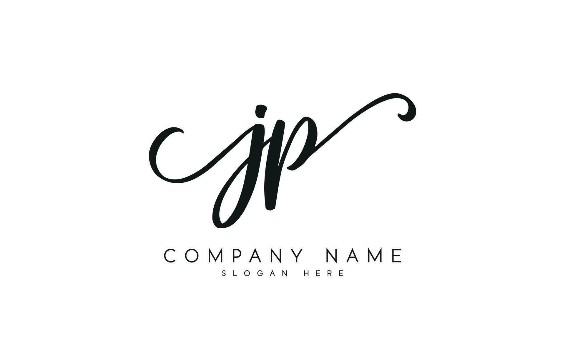 Handwriting JP logo design. JP logo design vector illustration on white ...