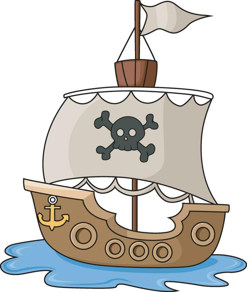 pirata Embarcacion dibujos animados en blanco antecedentes vector