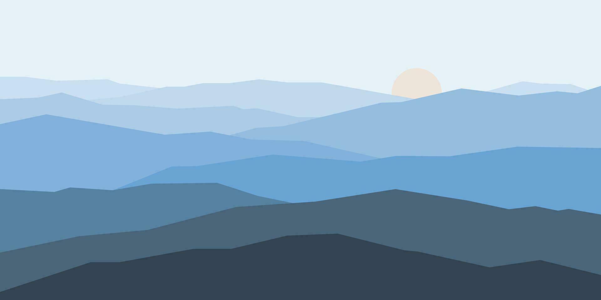Abstract dark blue mountain view landscape vector