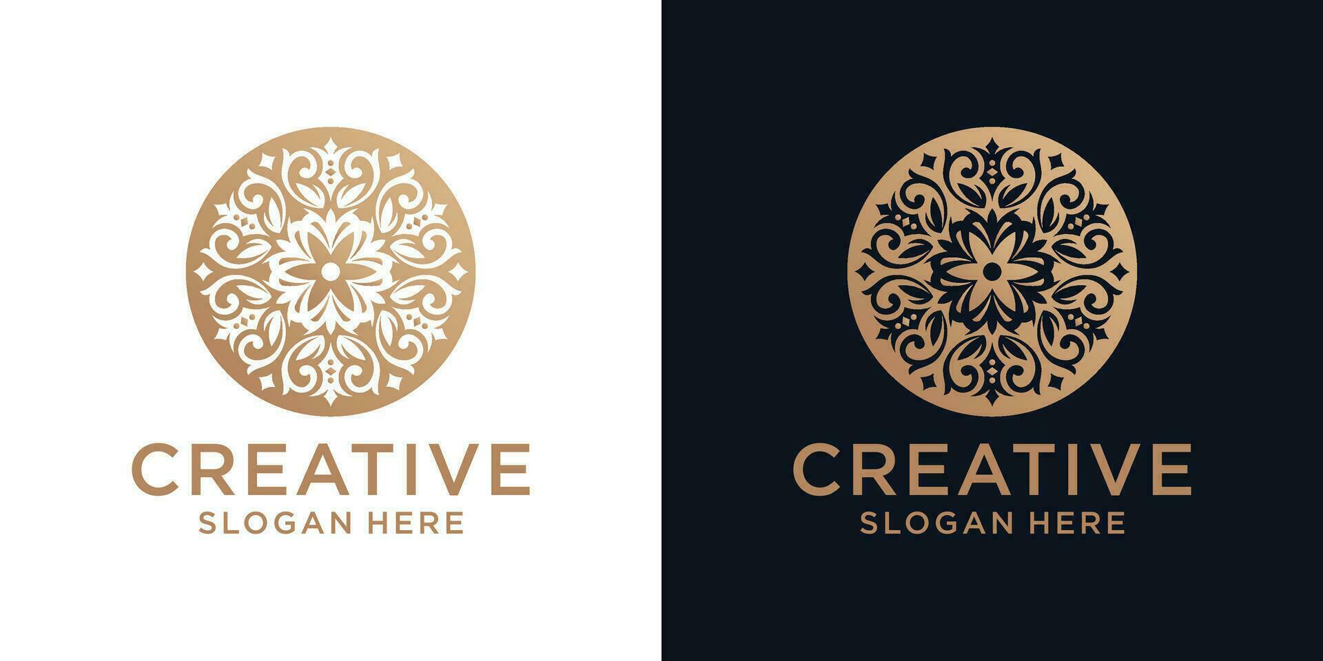 Floral ornament logo design abstract vector