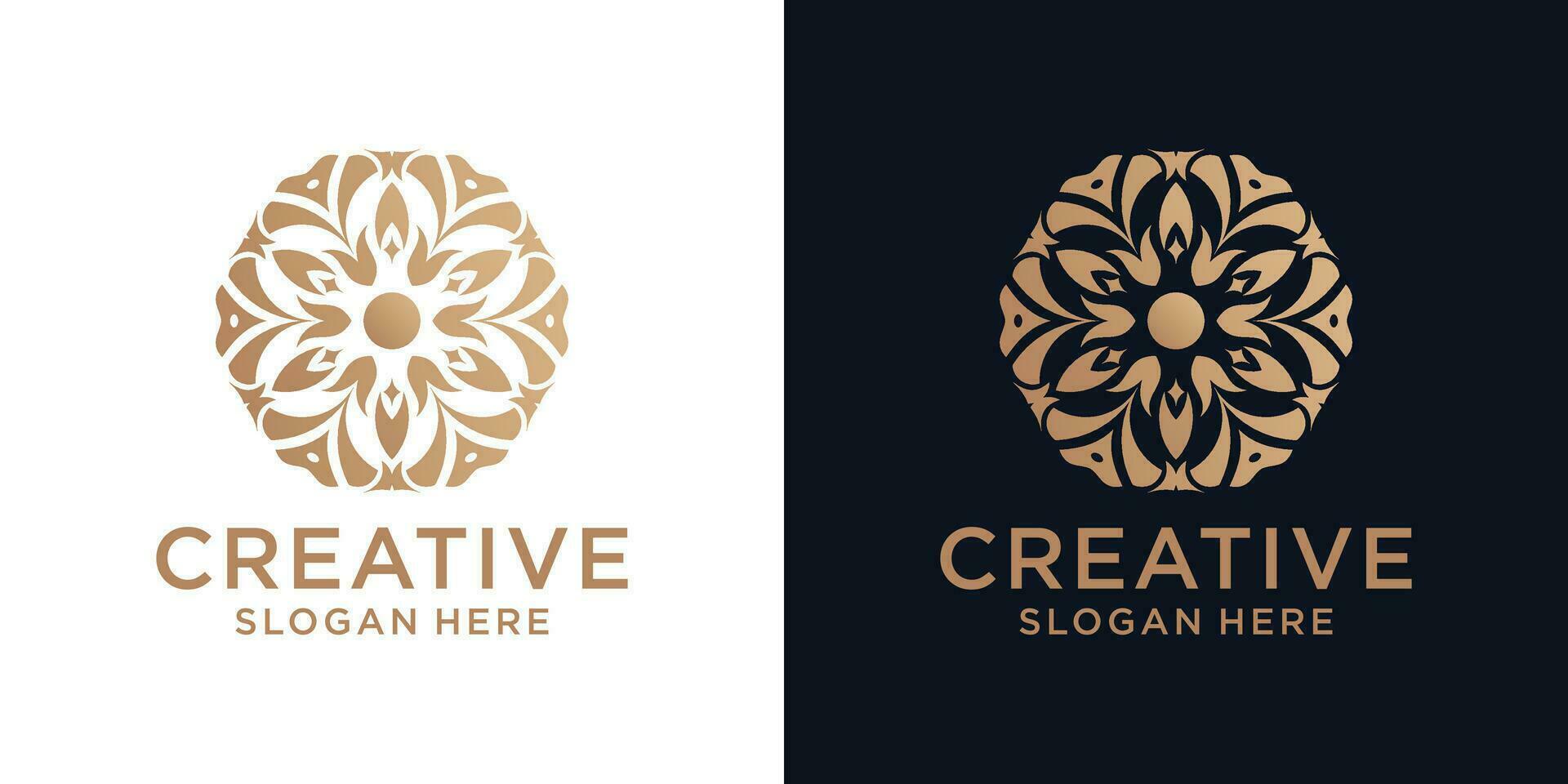 Floral ornament logo design abstract vector