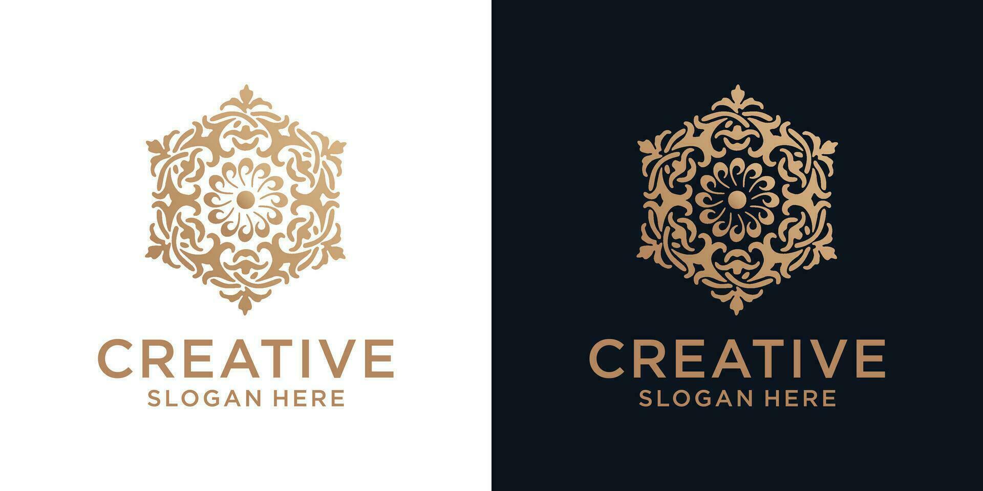 Floral ornament logo design abstract vector