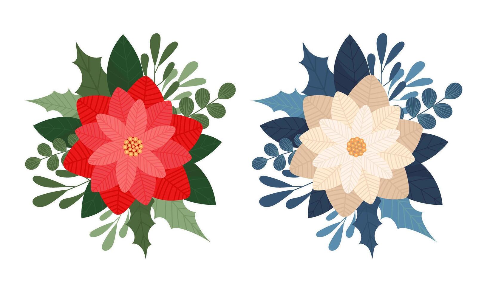 Navidad. floral composición en un Navidad tema. flor de pascua Navidad flores colocar. vector