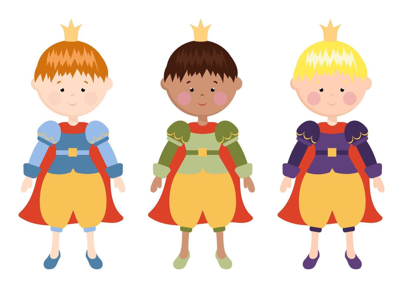 Prince. Set of illustrations of little princes. vector