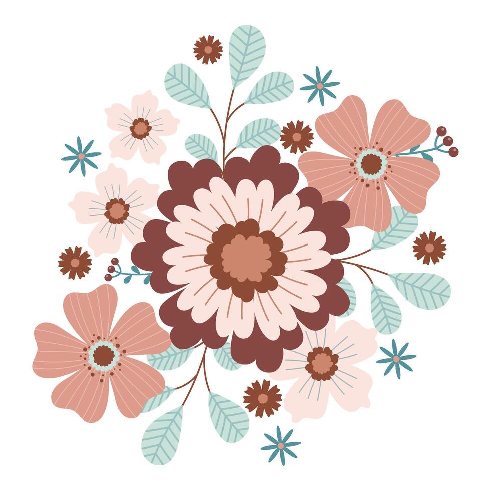 Flowers. Decor. Vector composition of decorative flowers.