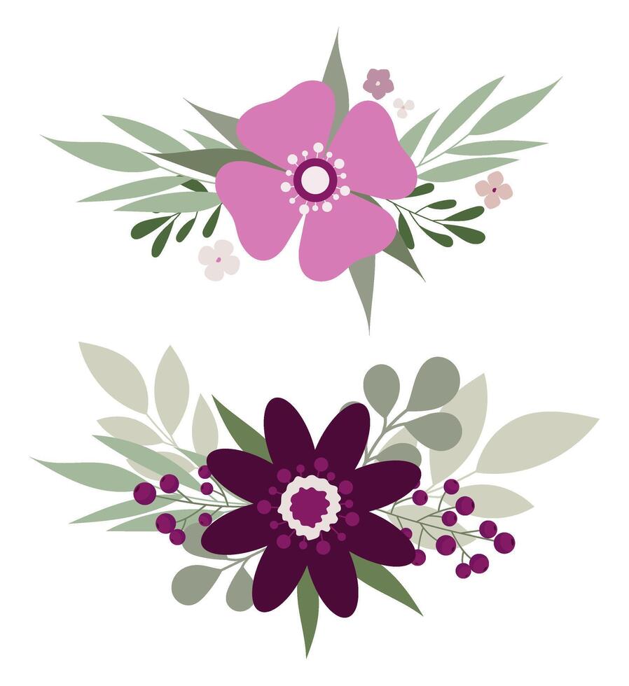 conjunto de flor composiciones vector flores