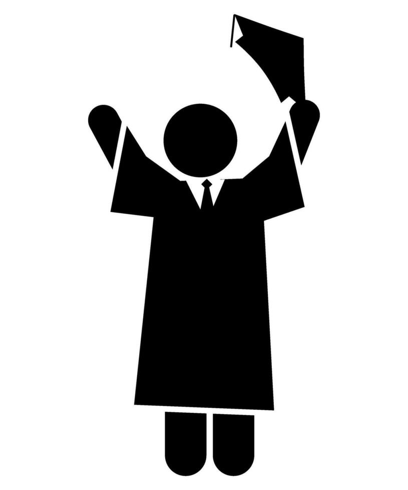 stick figure and stickman vector silhouette illstration, Graduate, Ceremony, Diploma