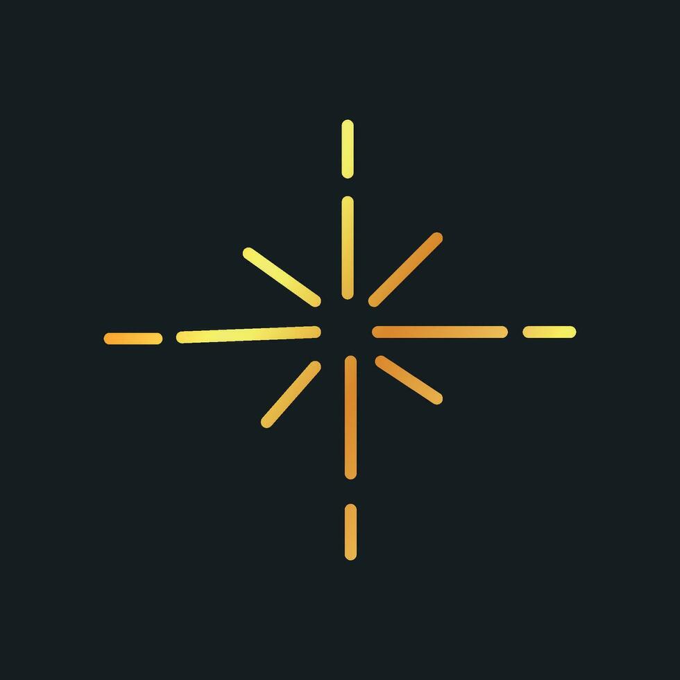 Golden gradient flash on a dark background. Doodle hand drawn golden glitter shape sparkling star. vector
