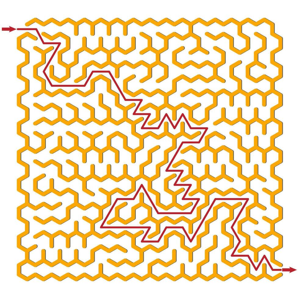panal laberinto juego rompecabezas, laberinto hexágono forma con respuesta. vector