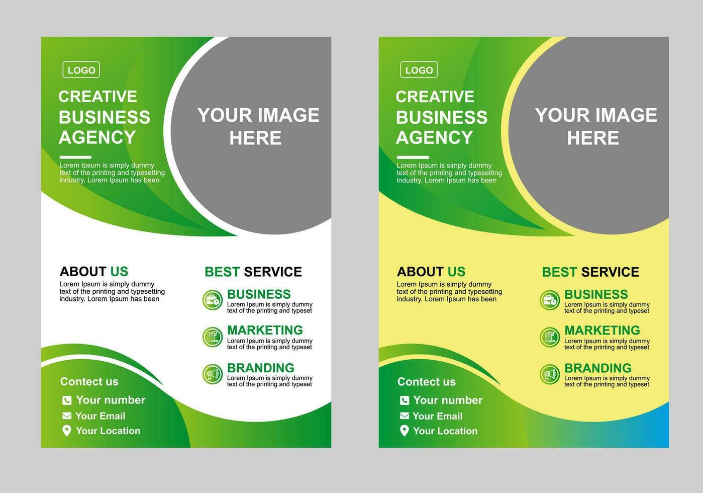 Flyers template vector gradient design