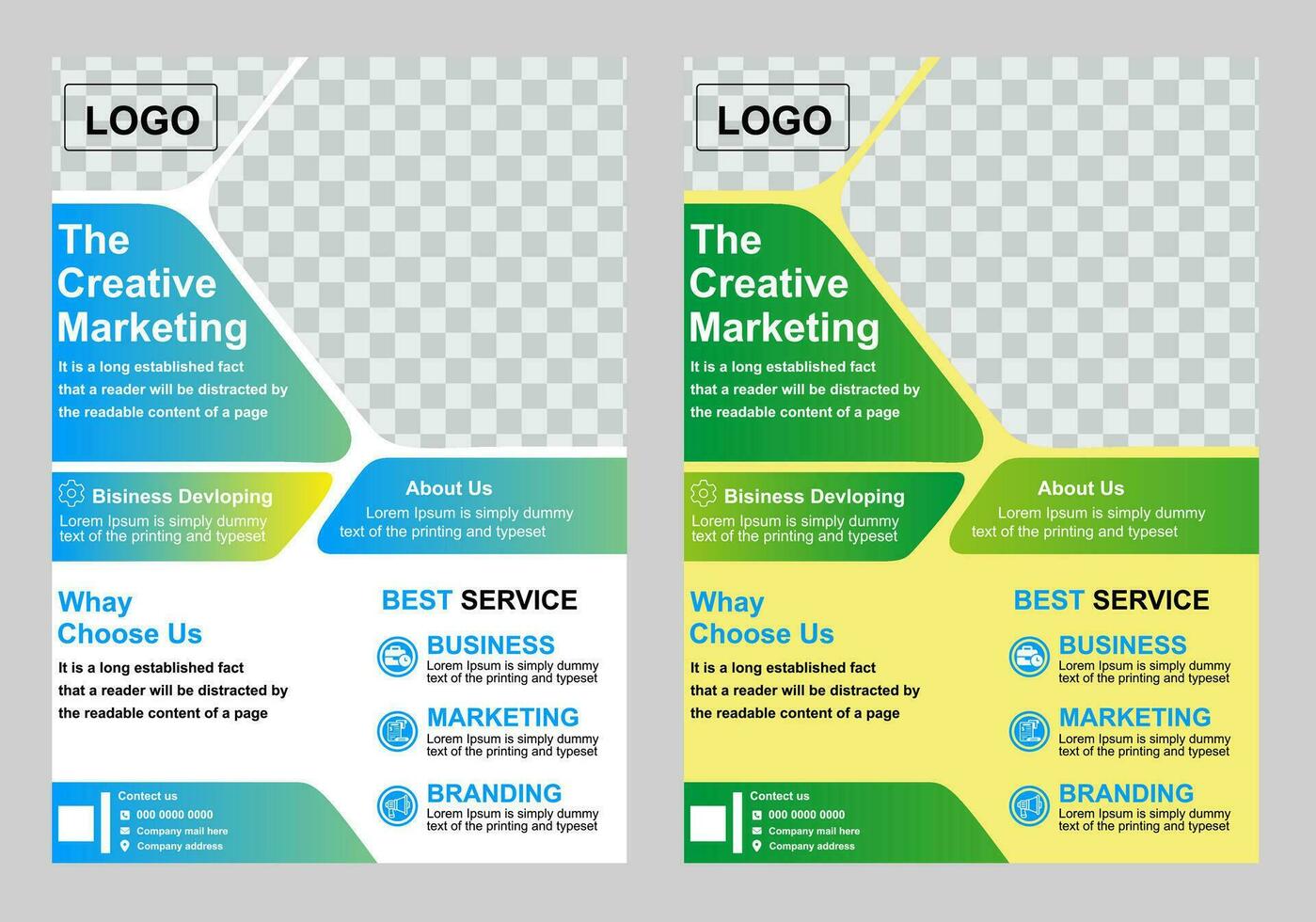 Flyers template vector gradient design