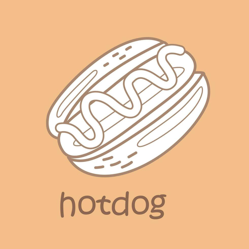 Alphabet H for Hotdog Vocabulary School Lesson Cartoon Digital Stamp Outline vector