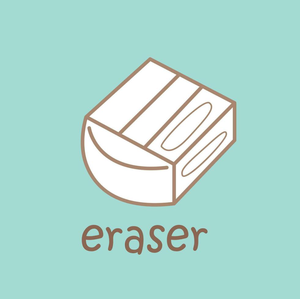 Alphabet E For Eraser  Vocabulary School Lesson Cartoon Digital Stamp Outline vector
