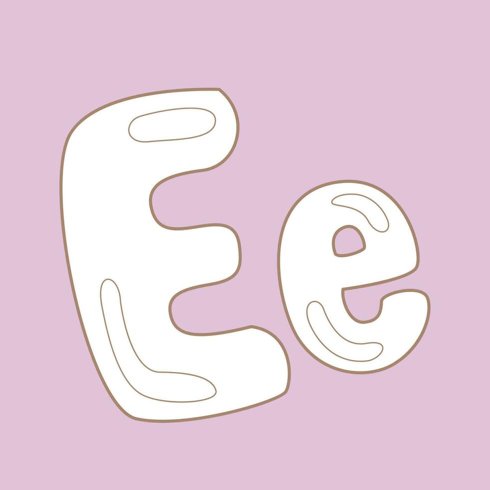 Alphabet E For Vocabulary School Lesson Cartoon Digital Stamp Outline vector