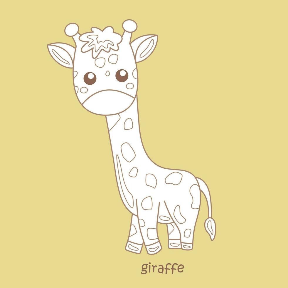 Alphabet G For Giraffe Vocabulary School Lesson Cartoon Digital Stamp Outline vector