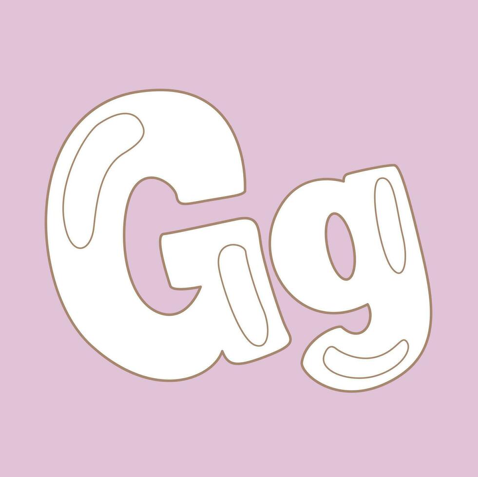 Alphabet G For Vocabulary School Lesson Cartoon Digital Stamp Outline vector