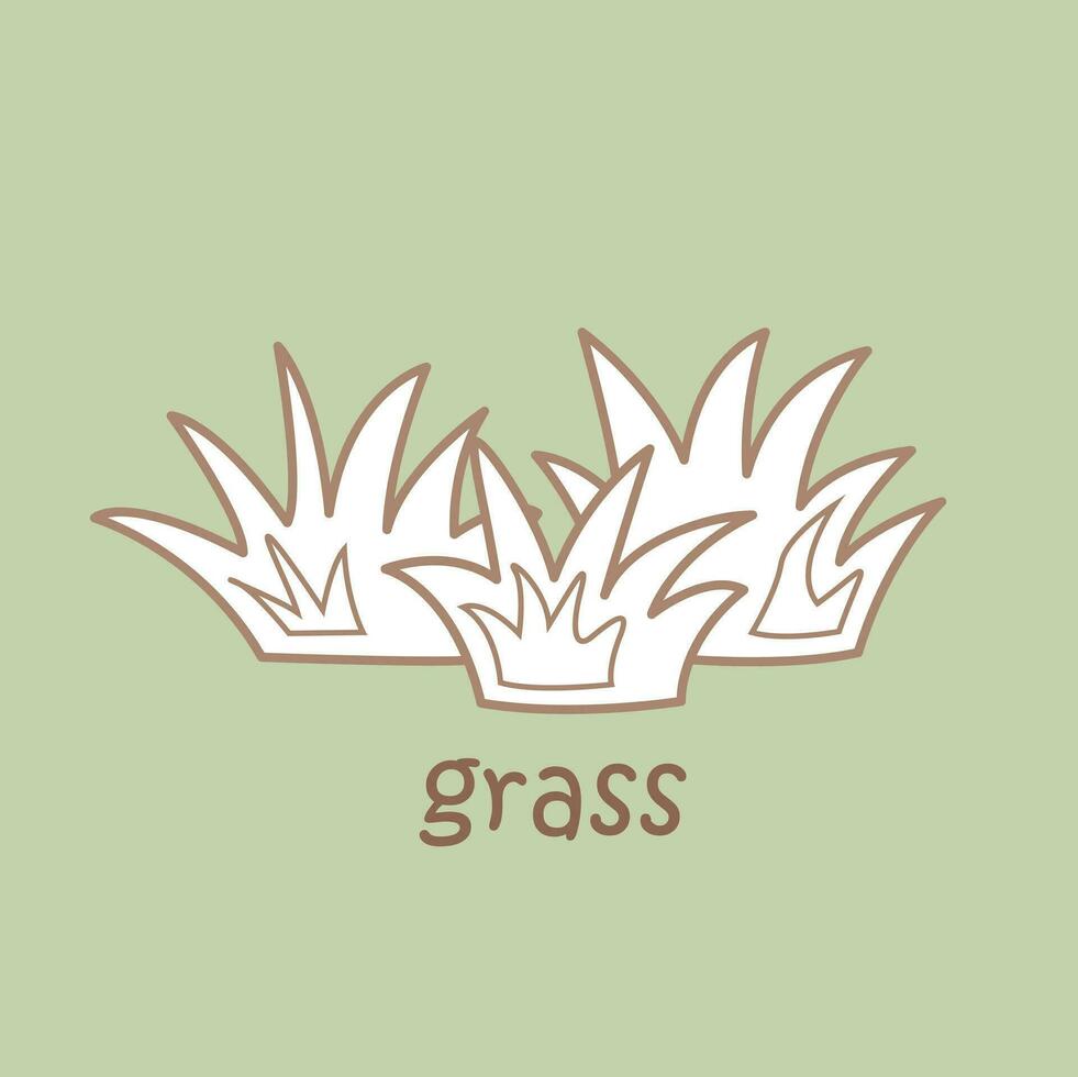 Alphabet G For Grass Vocabulary School Lesson Cartoon Digital Stamp Outline vector
