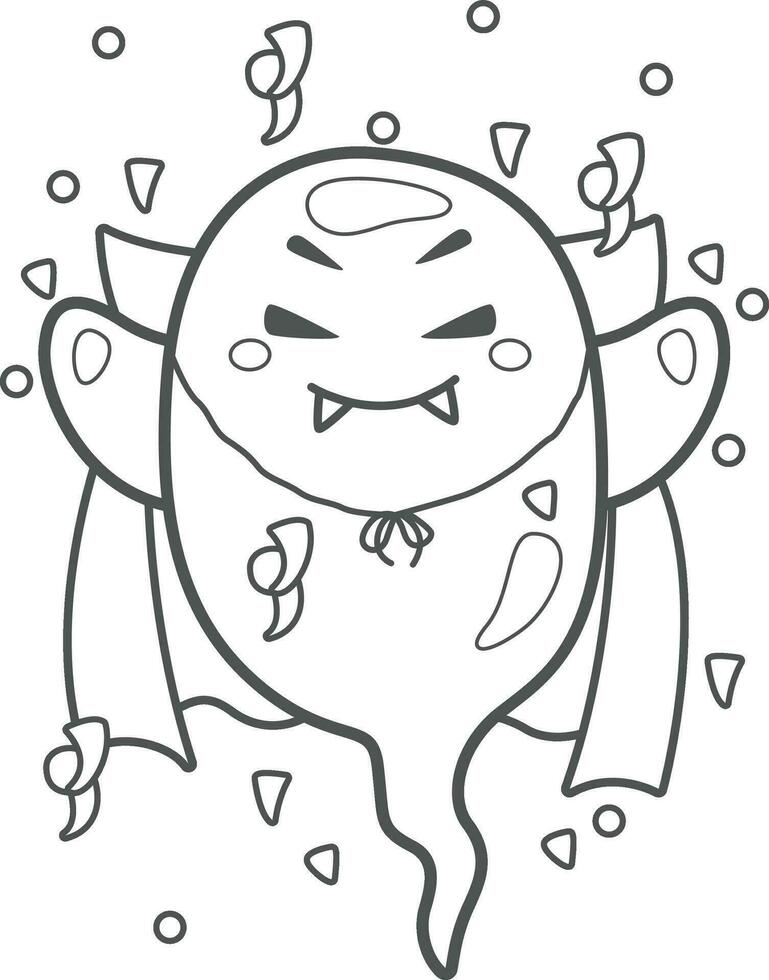 Funny Ghost Halloween Cartoon Coloring Pages for Kids and Adult Activity vector