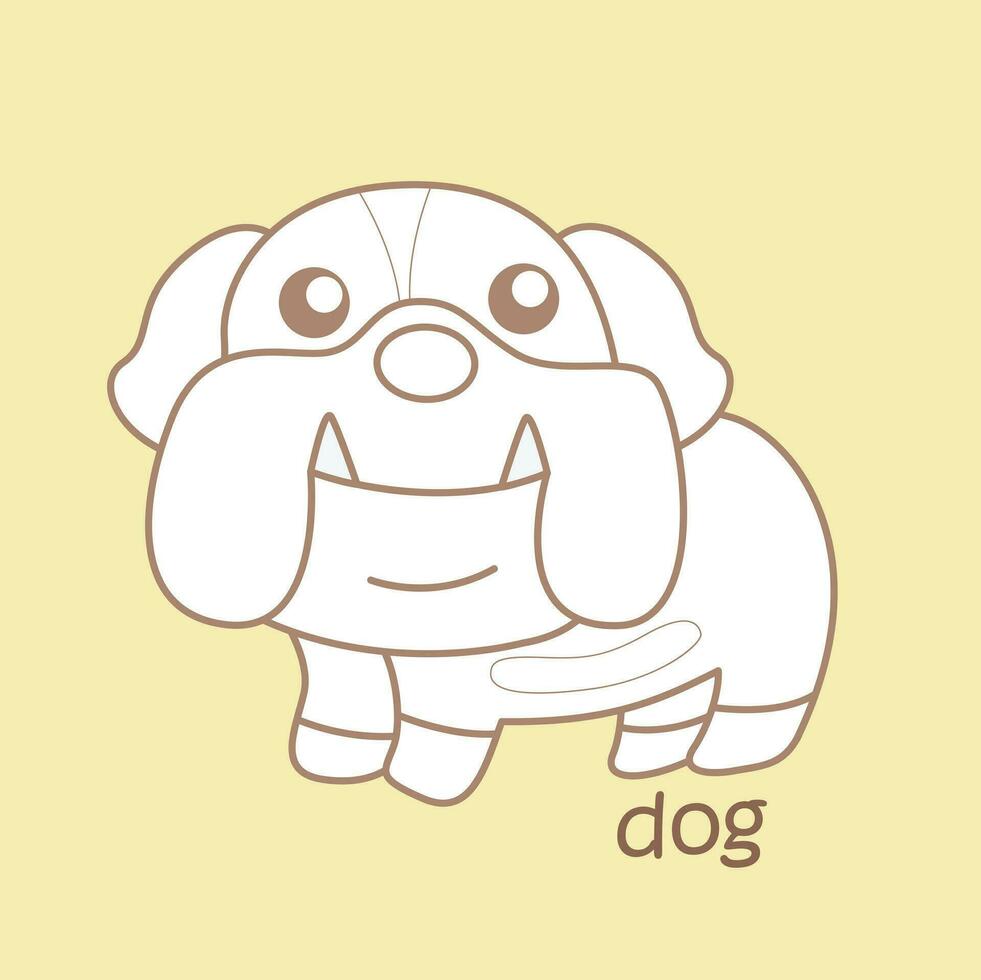 Alphabet D For Dog Vocabulary School lesson Cartoon Digital Stamp Outline vector