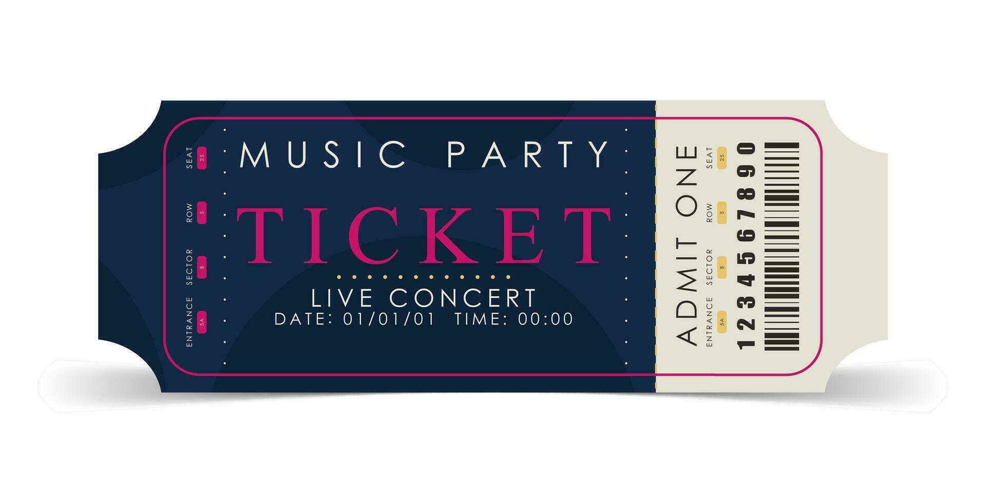 Sample ticket for a musical concert. Modern ticket card template. Vector. vector