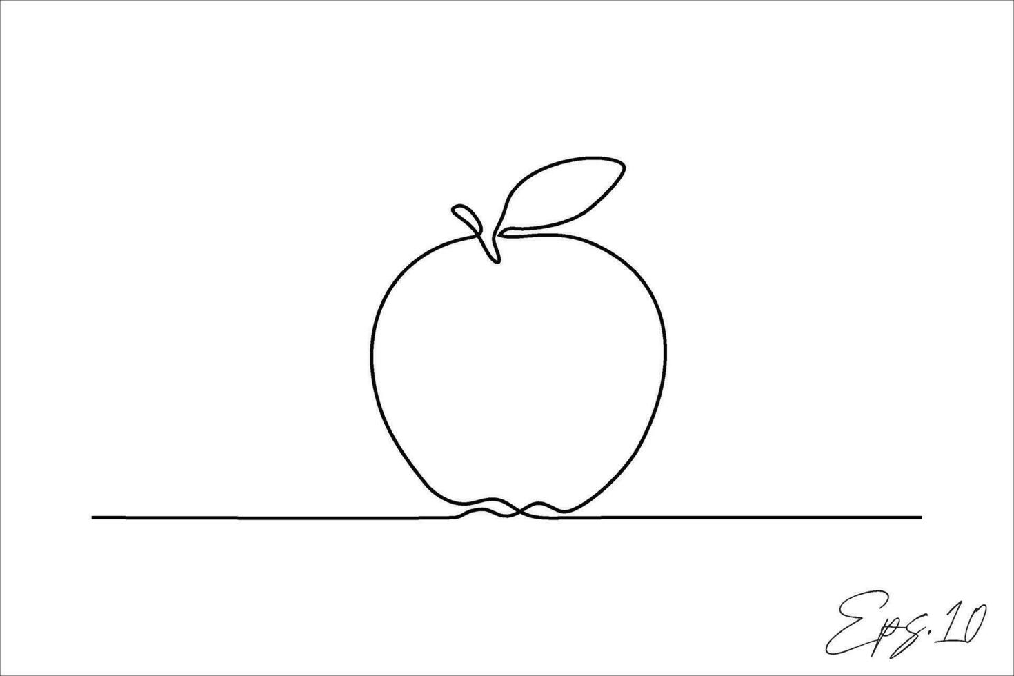 continuous line art drawing of apple fruit vector
