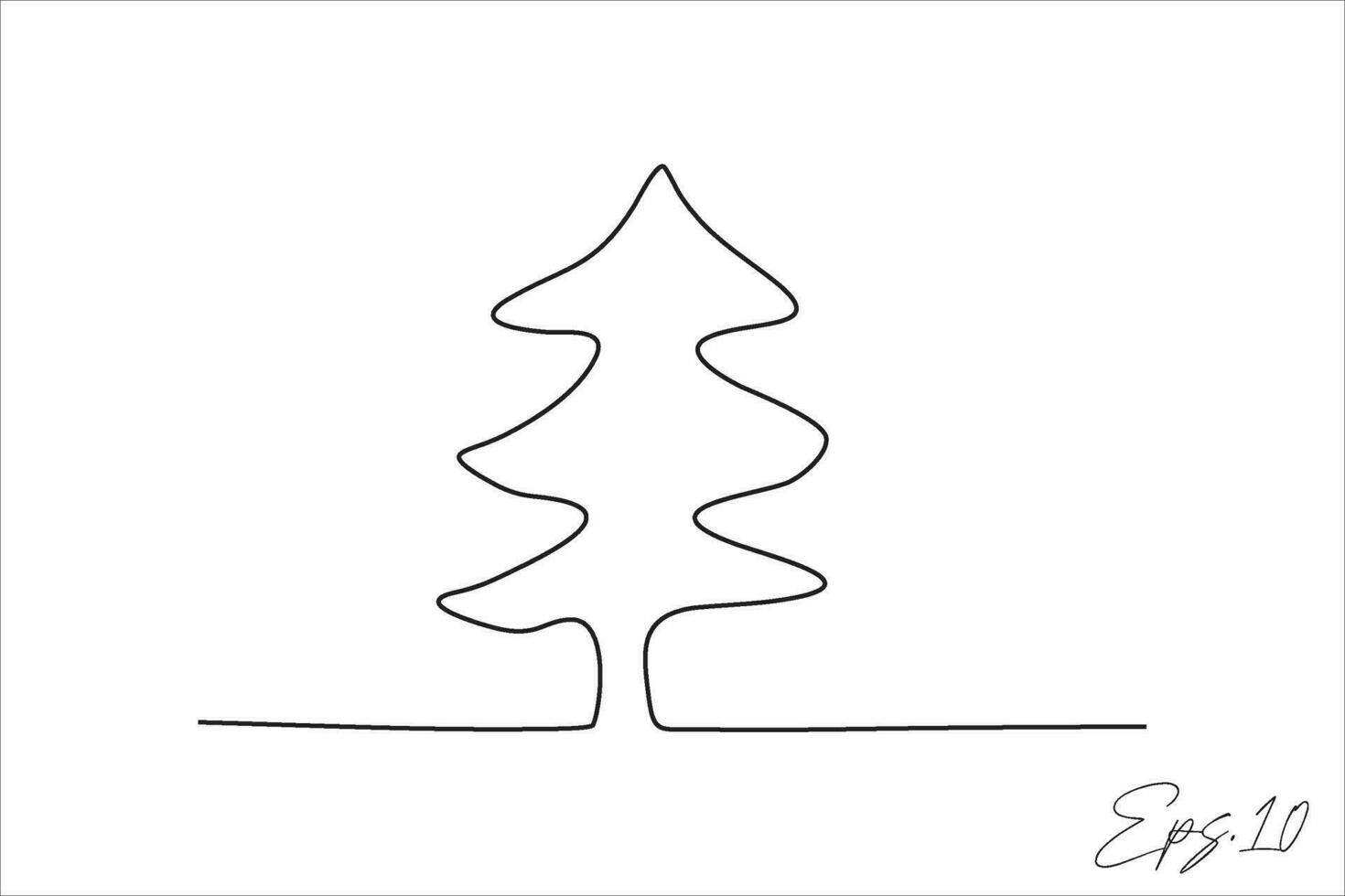 pine tree continuous line art drawing vector