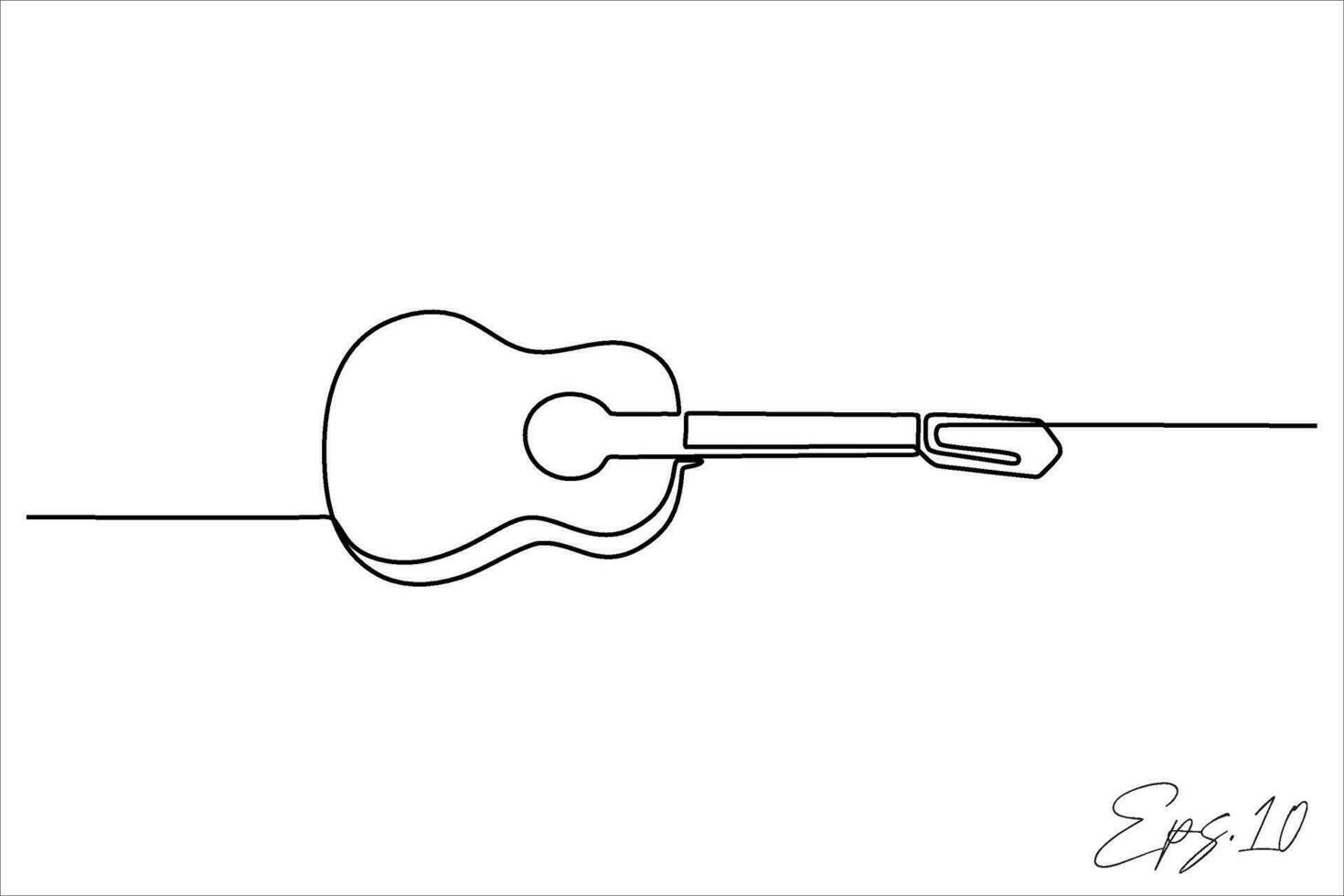 Acoustic guitar continuous line art drawing vector