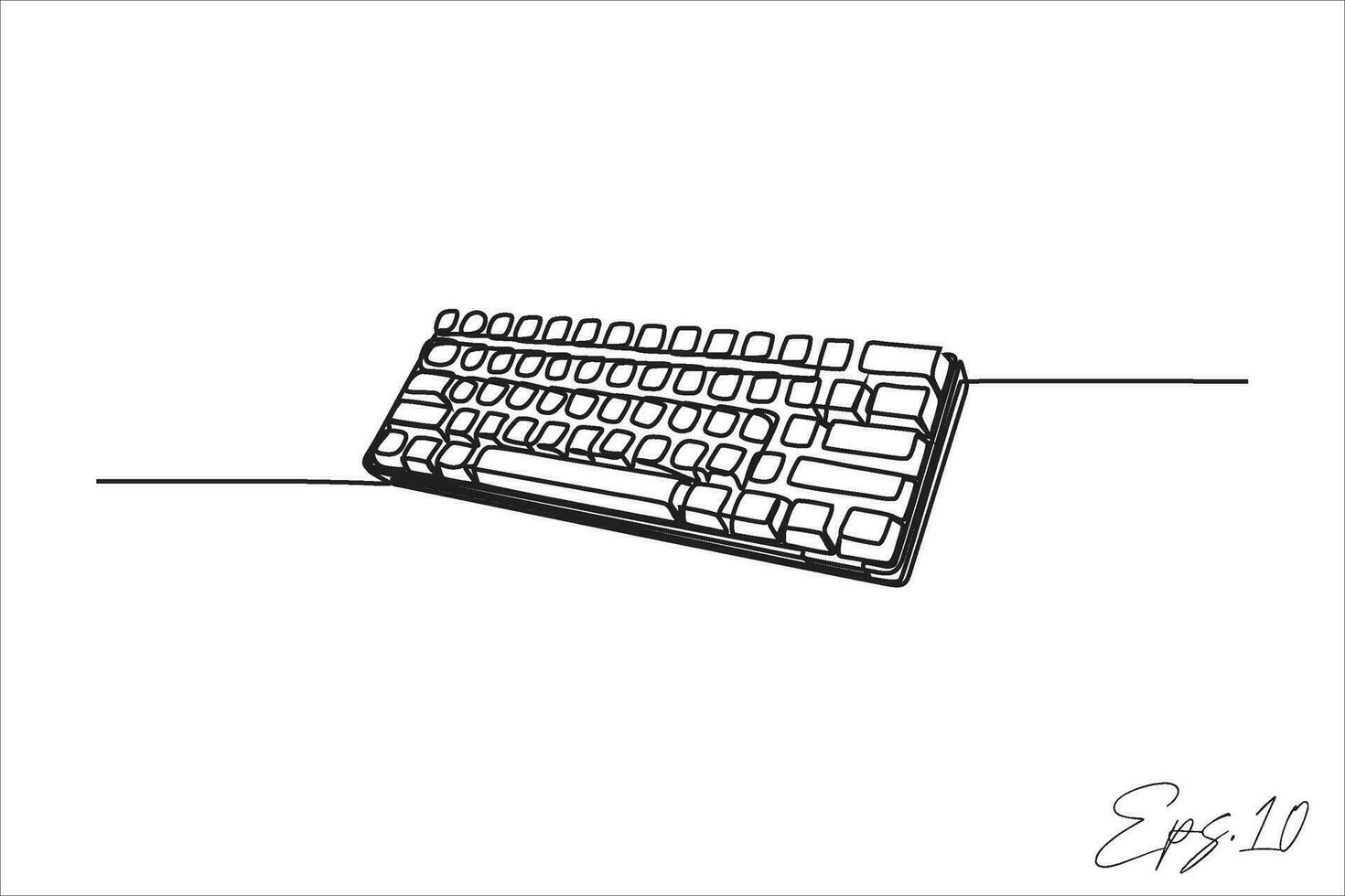 continuo línea Arte dibujo de computadora teclado vector