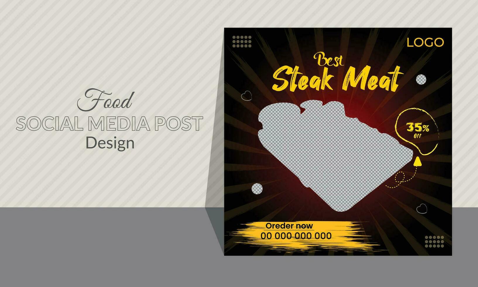 Food social media post design. Food design for restaurant and hotels. Food advertisement, discount offer. Snacks and fast food social media post. Stander size and easily editable. Background style. vector