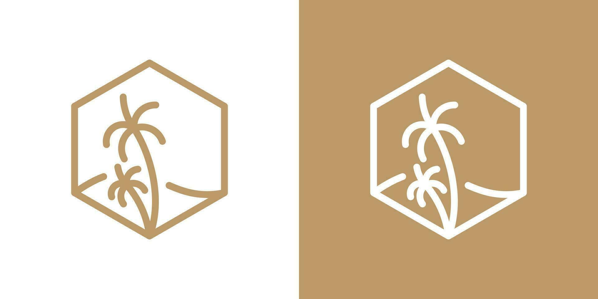 palm tree inspired logo design made in a minimalist line style. vector