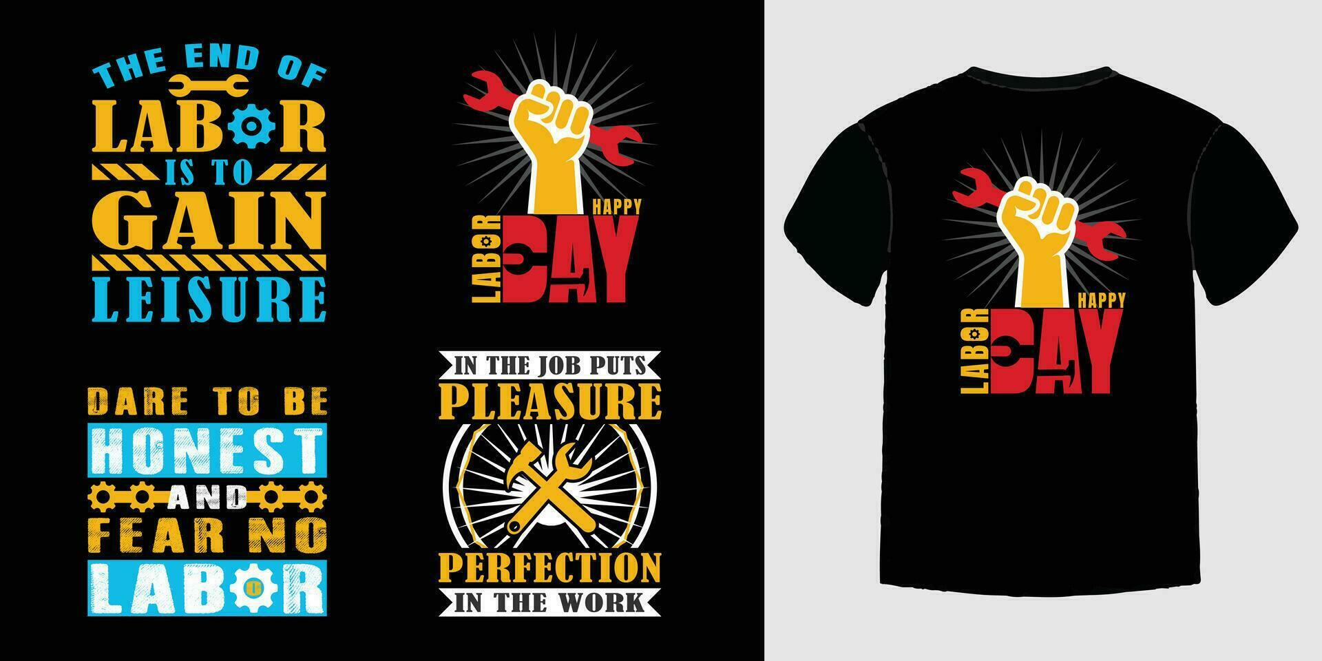 Labor Day Black T-shirt Design. Labor Day Vector Graphics free vector