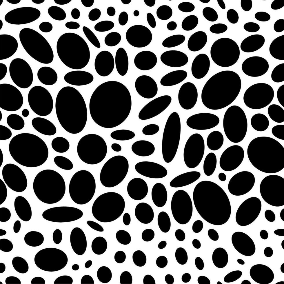 Black and white pattern with circles and ovals. Simple geometric background. Abstract vector illustration with round forms. Texture, print for textil