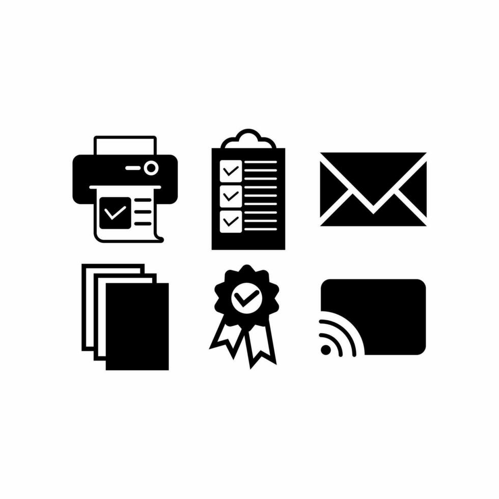 set icon collection office vector