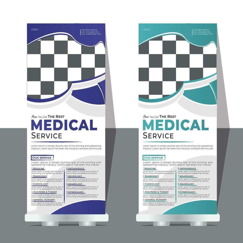 Medical healthcare service modern roll up banner design template vector