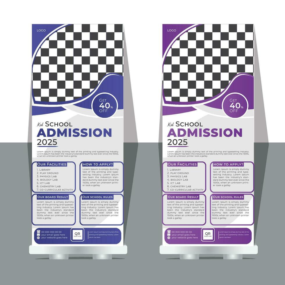 School Admission open roll up banner design template vector