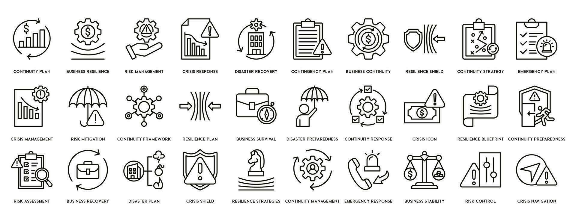 Business continuity icon vector illustration concept for creating a system of prevention and recovery with an icon of management, ongoing operation, risk, resilience and procedures