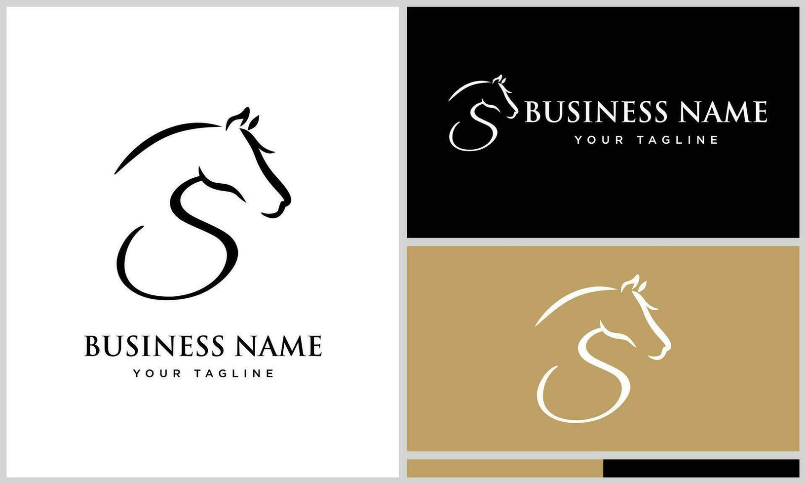 line art horse initial logo vector